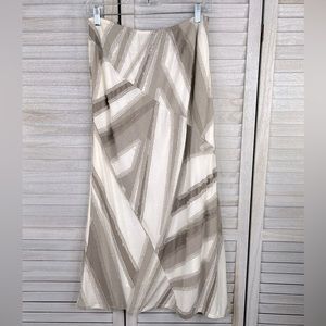 TRIBAL Midi Skirt Boho Patchwork Tan & White-4